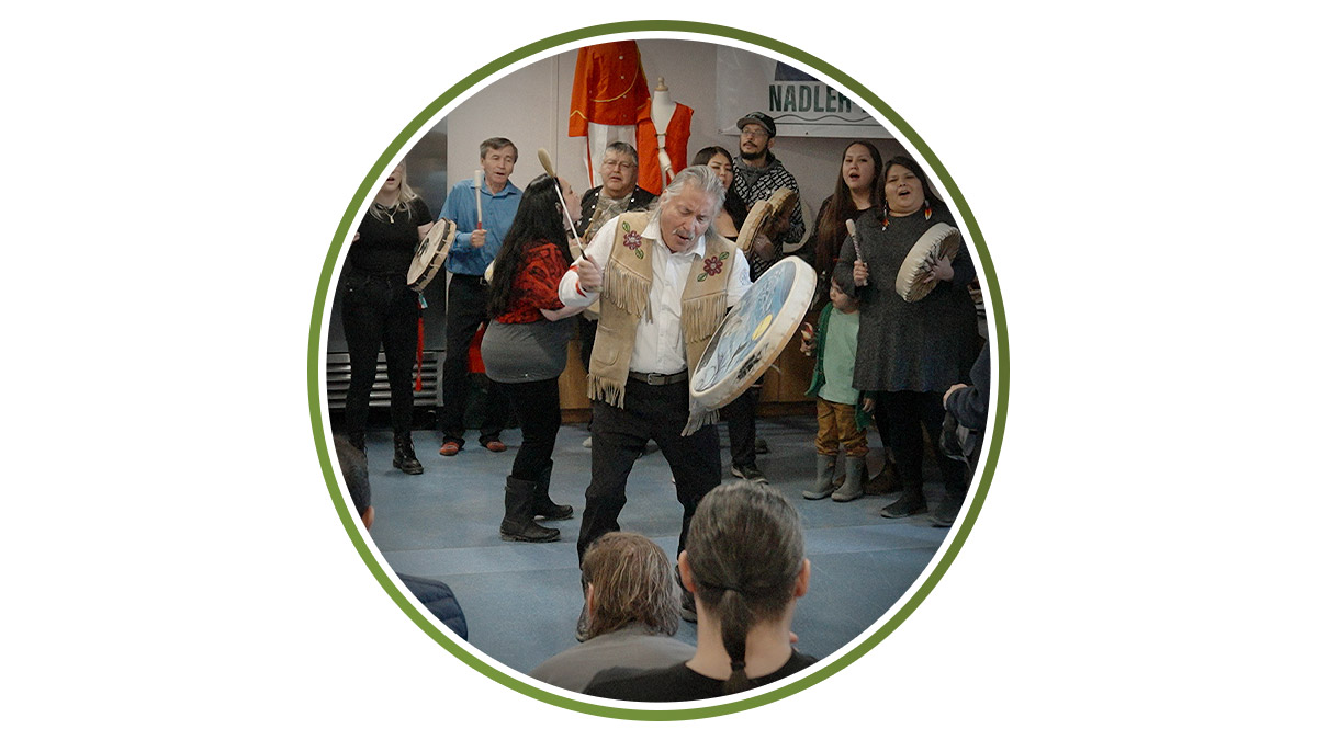 Dancing and drumming at the ceremony